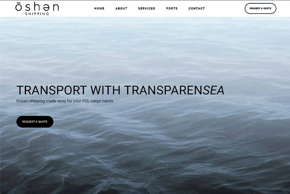 OSHEN Cargo Shipping website homepage designed by AK Design House