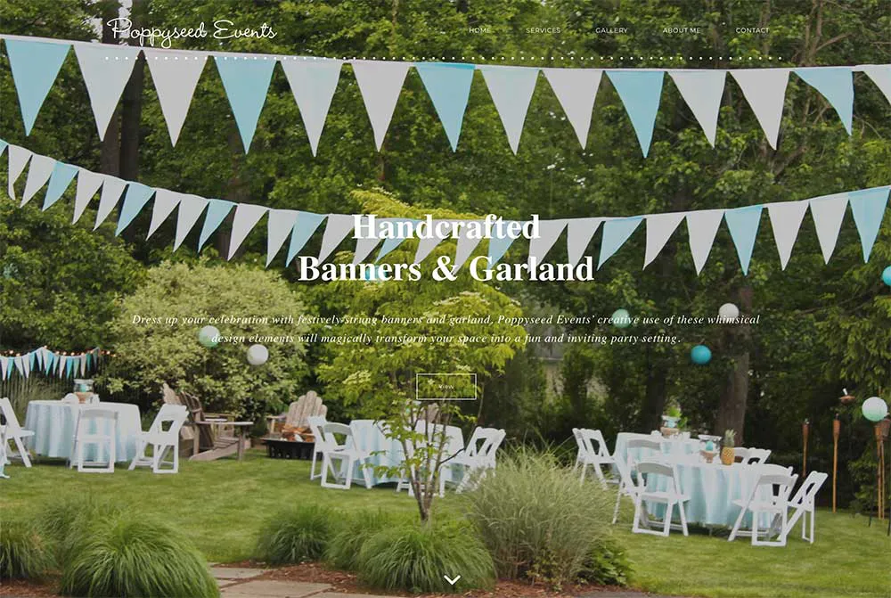 Poppyseed Events: Homepage website screenshot
