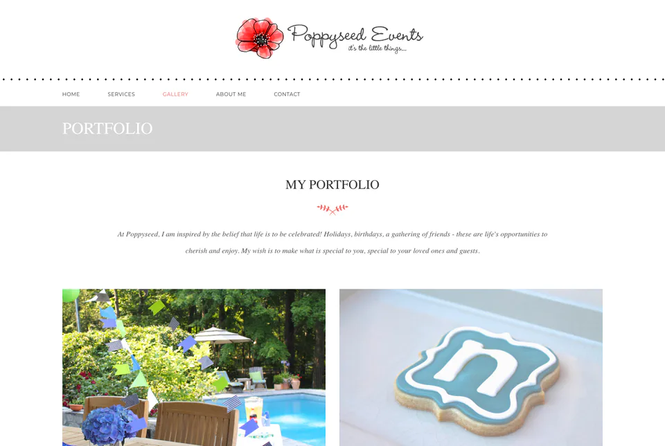 Poppyseed Events: Portfolio website screenshot