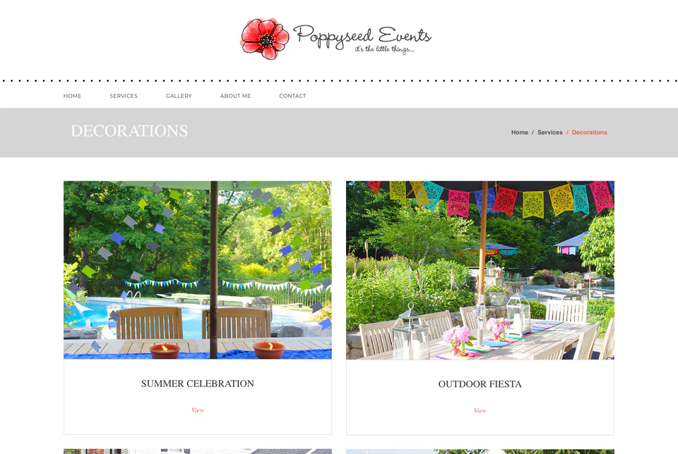 Poppyseed Events: Decorations website screenshot