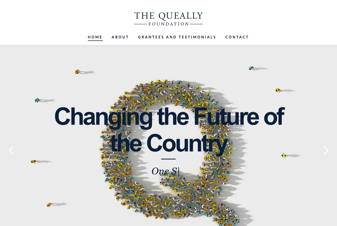 The Queally Foundation: Homepage website screenshot