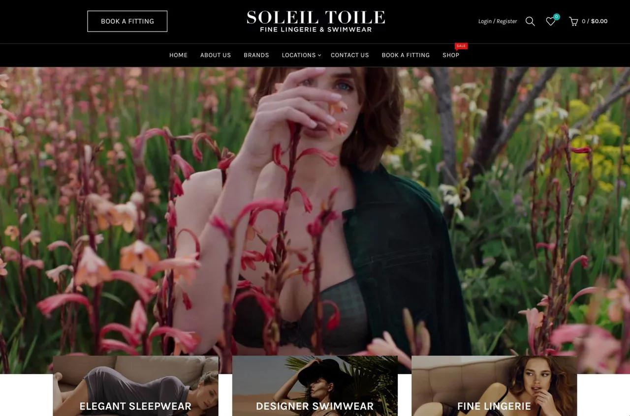 Soleil Toile website homepage designed by AK Design House
