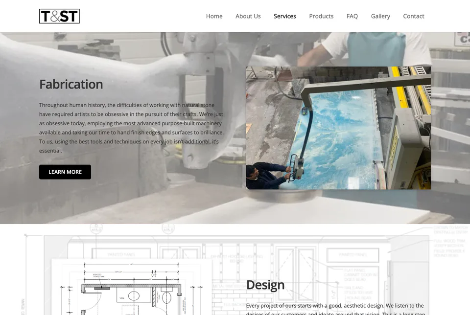 Tile & Stone Techniques: Services website screenshot