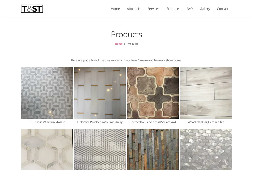 Tile & Stone Techniques: Products website screenshot