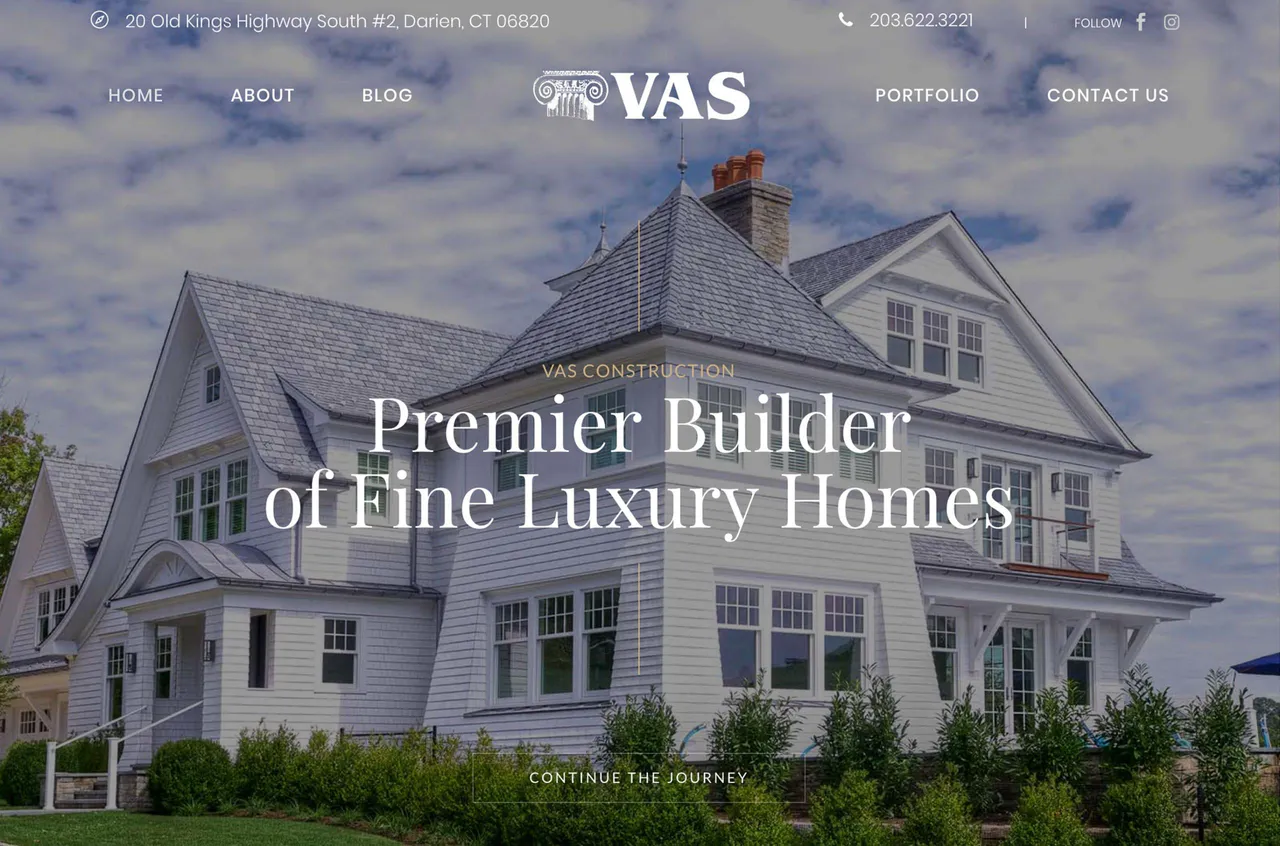 VAS Construction: Homepage website screenshot