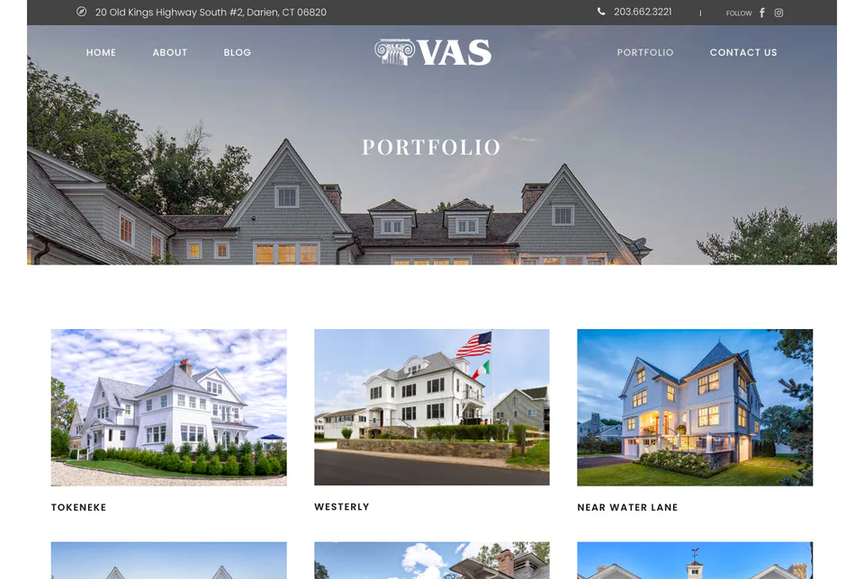 VAS Construction: Portfolio website screenshot