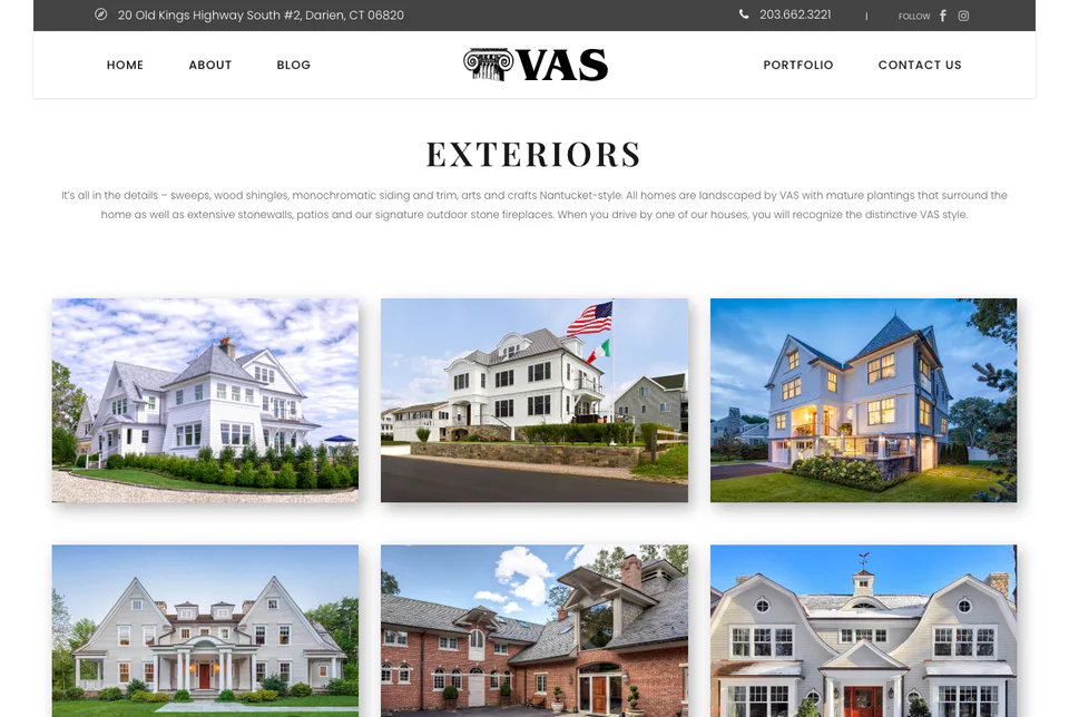 VAS Construction: Exteriors website screenshot