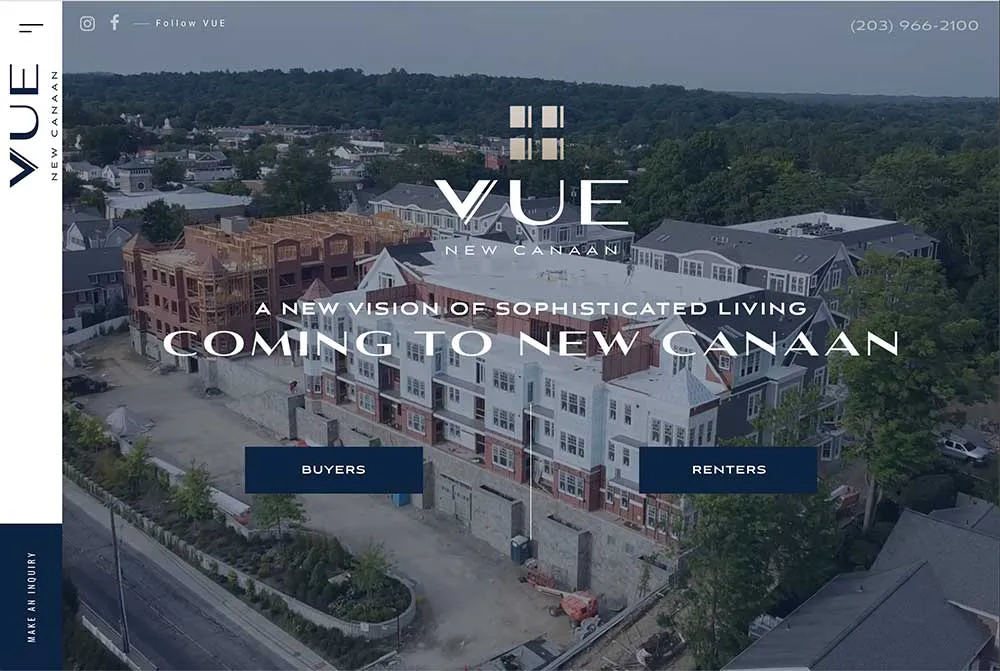 The Vue New Canaan: Homepage website screenshot