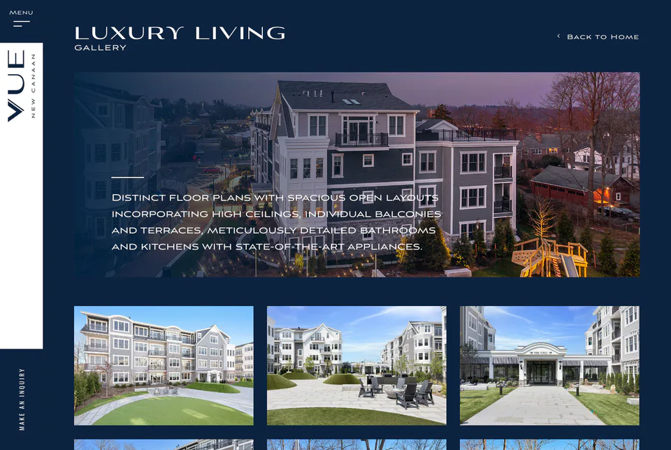 The Vue New Canaan: Gallery website screenshot