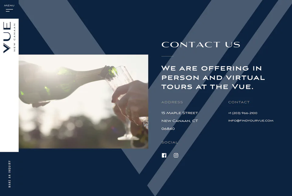 The Vue New Canaan: Contact website screenshot