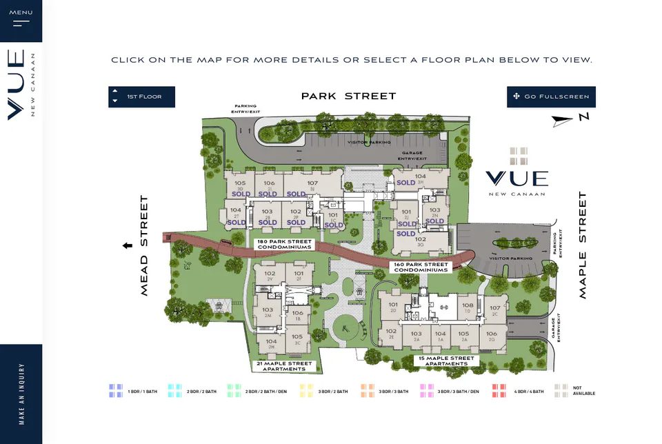 The Vue New Canaan: Availability website screenshot
