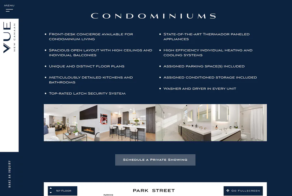 The Vue New Canaan: Condominiums website screenshot