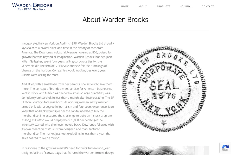 Warden Brooks: About website screenshot