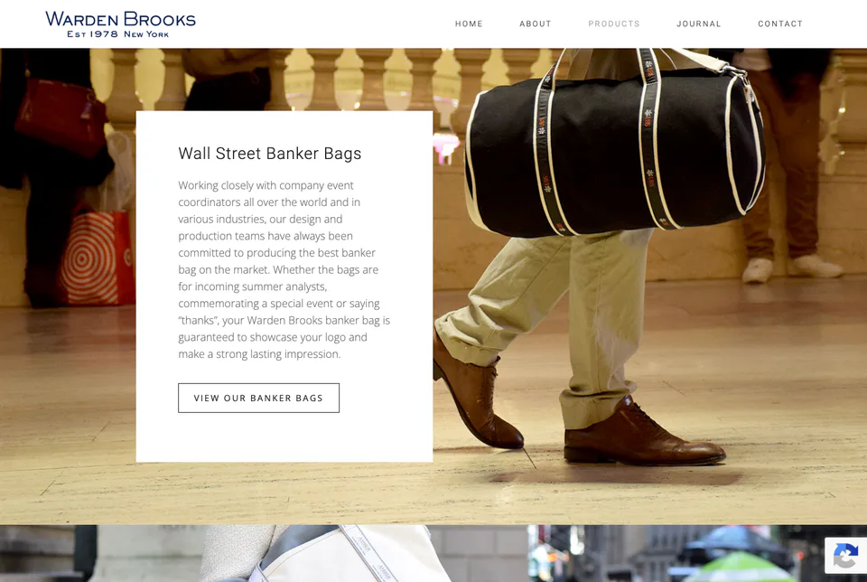 Warden Brooks: Products website screenshot