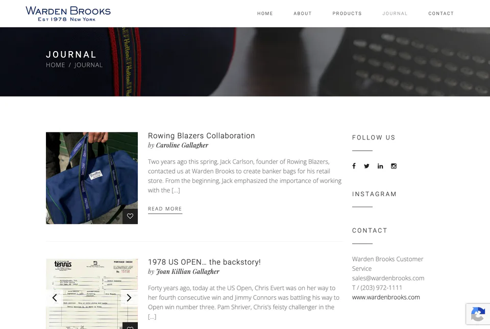 Warden Brooks: Journal website screenshot