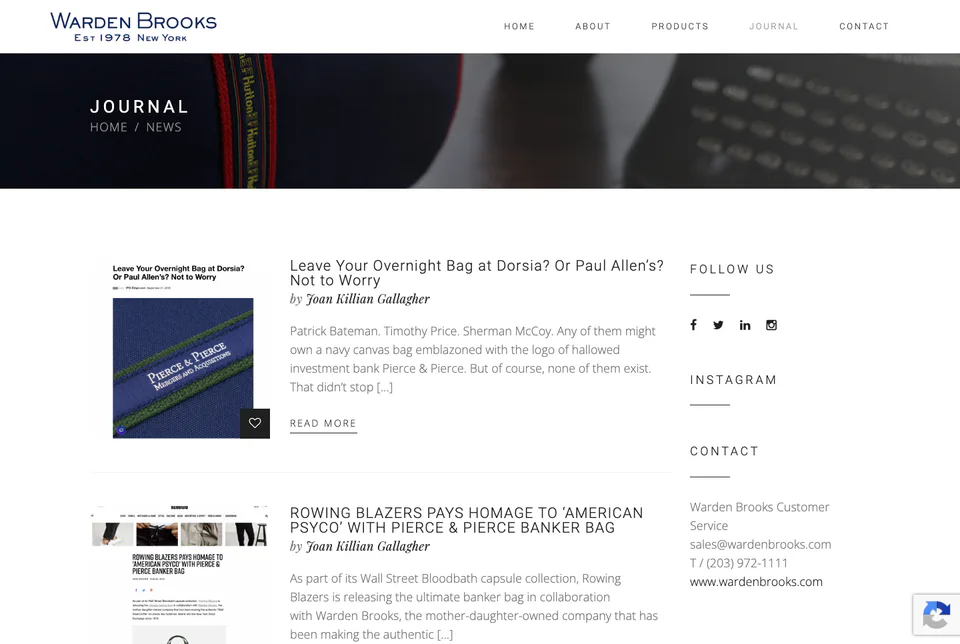 Warden Brooks: News website screenshot