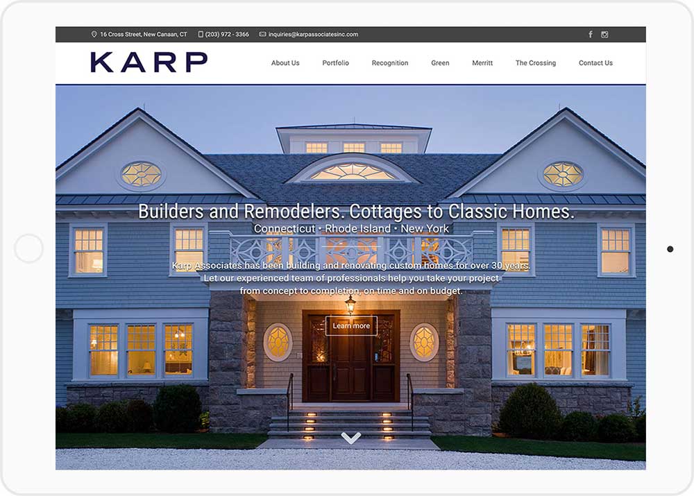 Company Website on Tablet